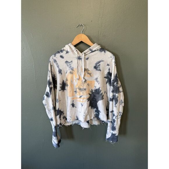 Free People Womens Tie Dye Graphic Pullover Hooded Cropped Sweatshirt Size XS - Picture 1 of 3